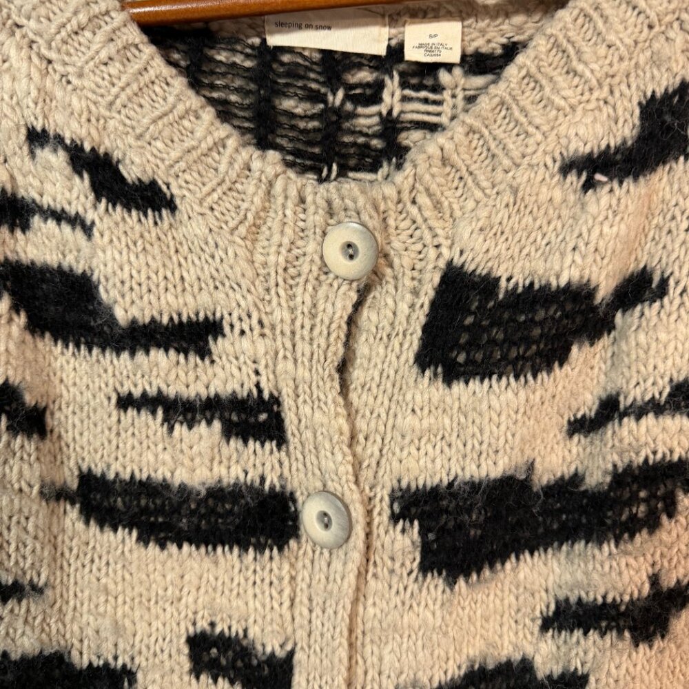 Sleeping On Snow Anthropologie Wool Cardigan Small Chunky Knit - Picture 7 of 10